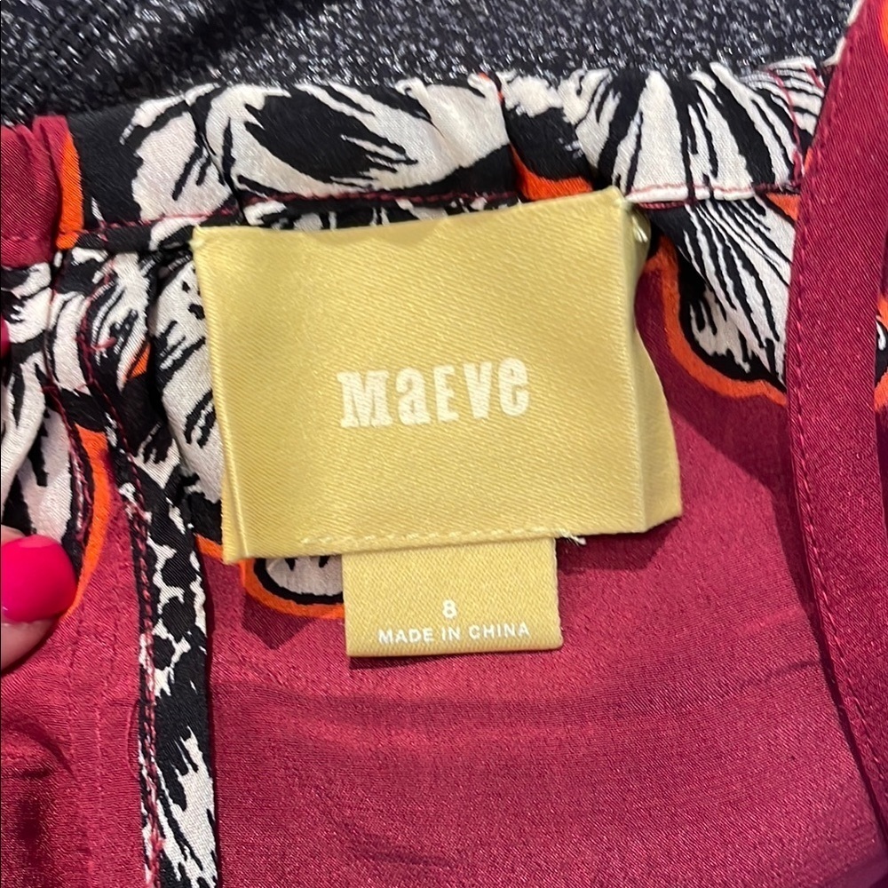 Burgundy Asymmetrical Ruffled 100% Silk Camisole by MAEVE Anthropologie - Picture 4 of 5